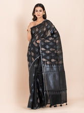 KAVVYA Soft & Lightweight black color benarasi handloom weaving silk saree